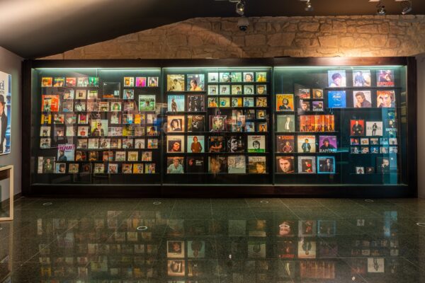 Vitrina con todos los álbumes y una selección de los singles más raros de su discografía.
