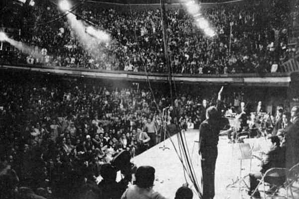 Durante uno de los seis conciertos en el Teatro Caupolicán de Santiago de Chile.